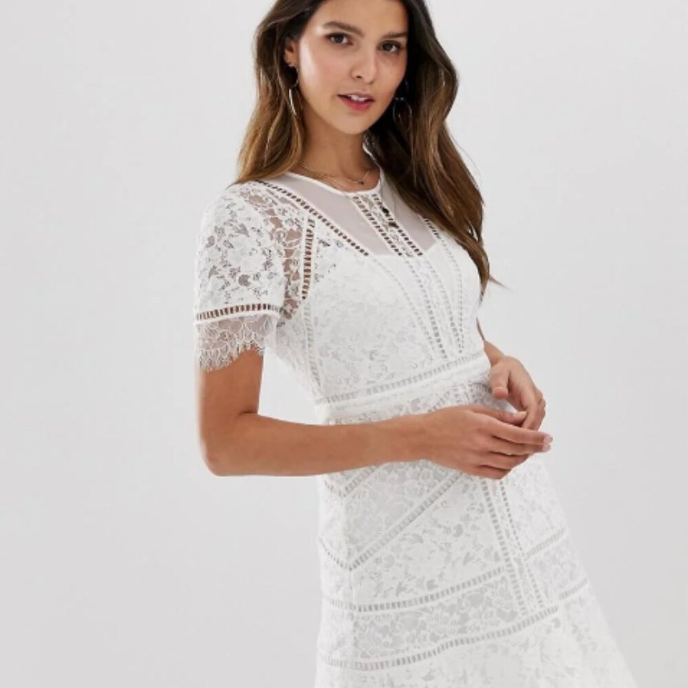 French Connection Chante White Lace dress